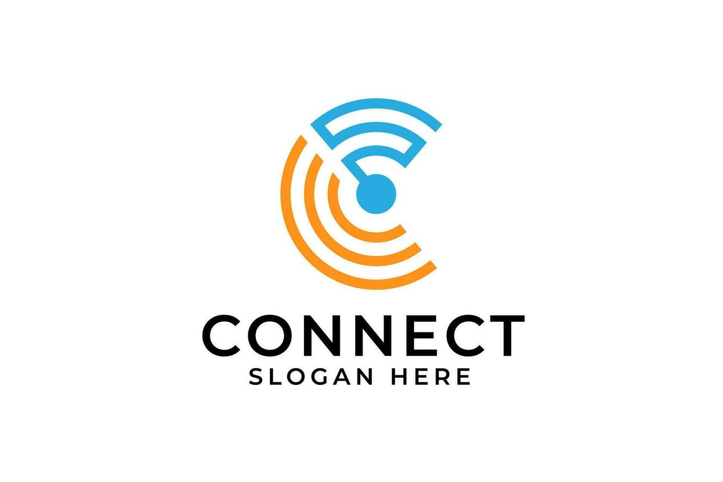 Letter C connect icon logo design template vector