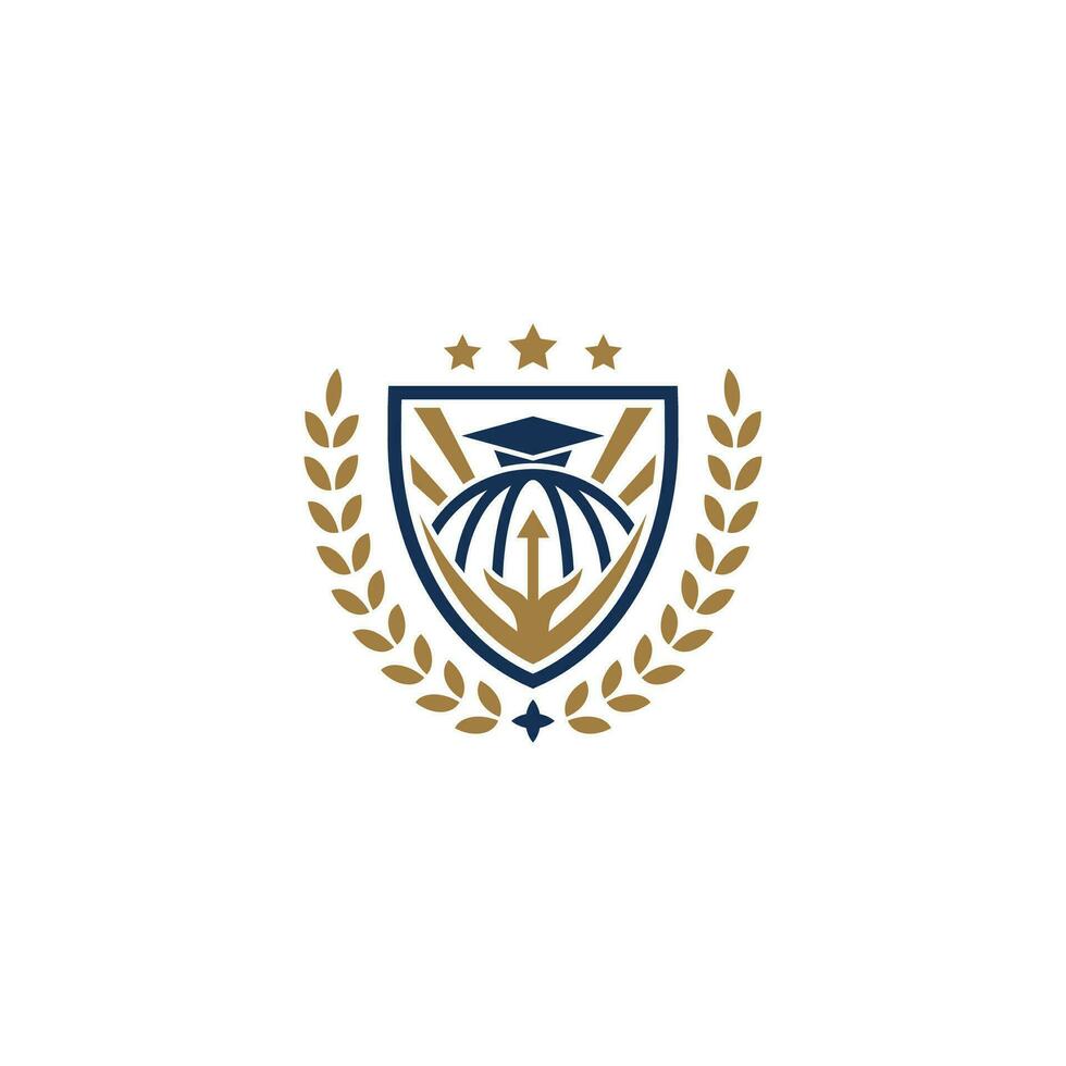 Education badge logo design, University high school emblem vector