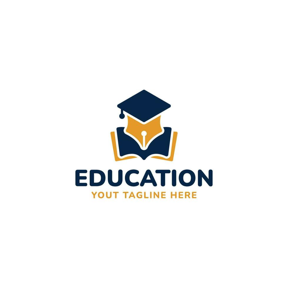 Education logo design vector template, Pencil and graduation cap icon design vector template