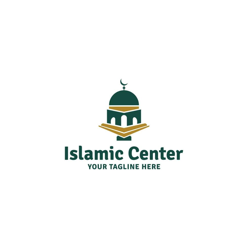 Islamic Knowledge Book With Mosque Logo Template, Mosque logo design vector template, design vector, template, concept design, creative symbol, icon