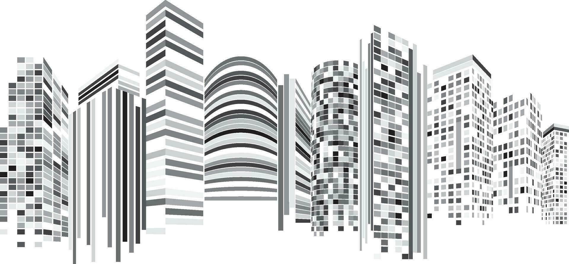 Cityscape, Building perspective, Modern building in the city skyline, city silhouette, city skyscrapers, Business center, illustration in flat design. vector