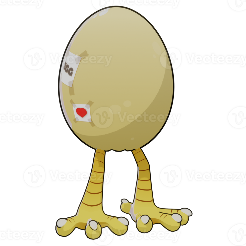 cute chicken egg sticker, 3d rendering png