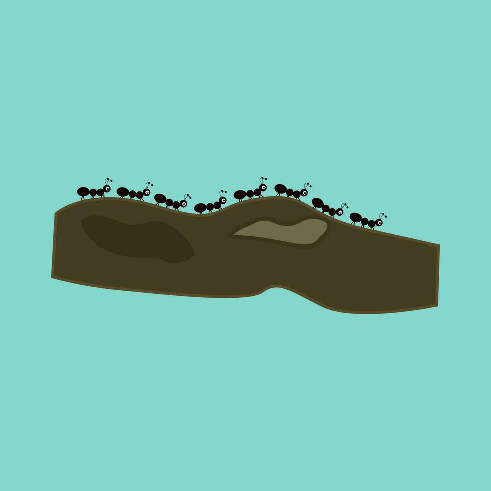 cute cartoon design of ants walking on tree trunks. vector editable