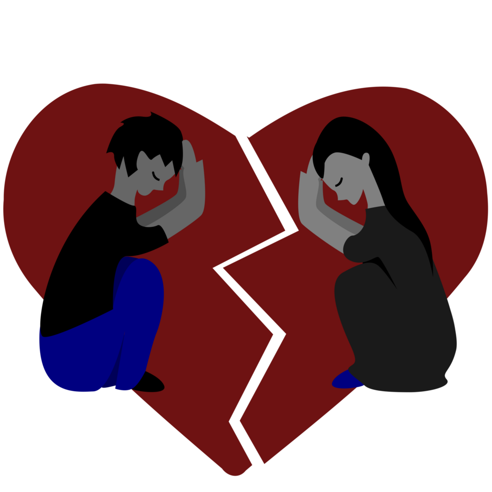 couple with broken heart png