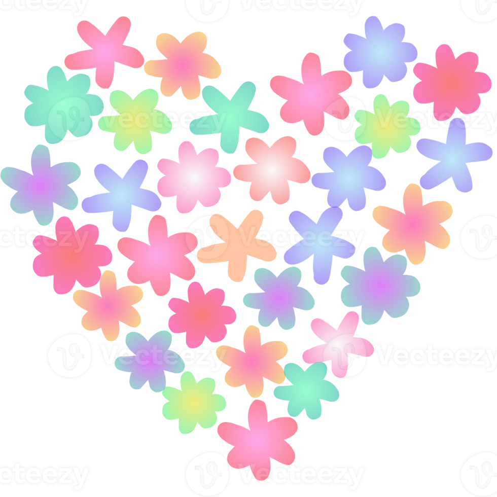 gradient flower in heart shape png