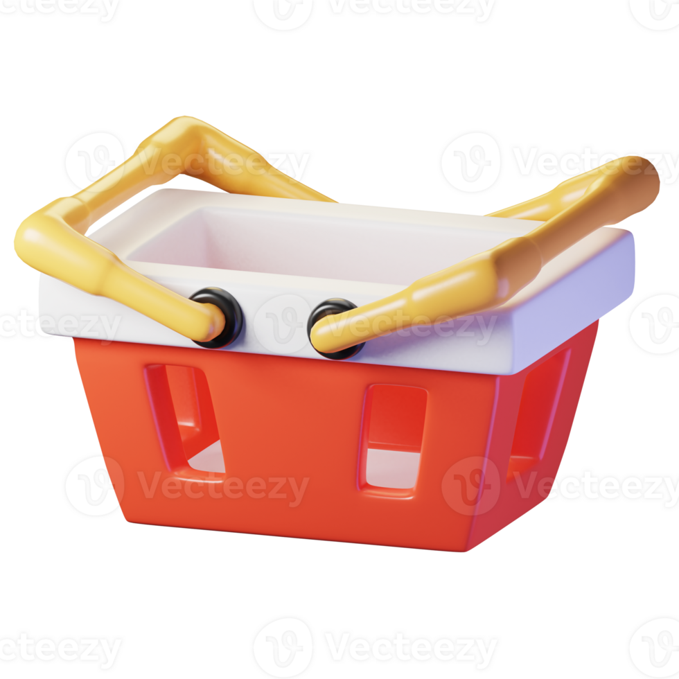 Shopping cart. Isolated on transparant background. 3D illustration. High resolution png