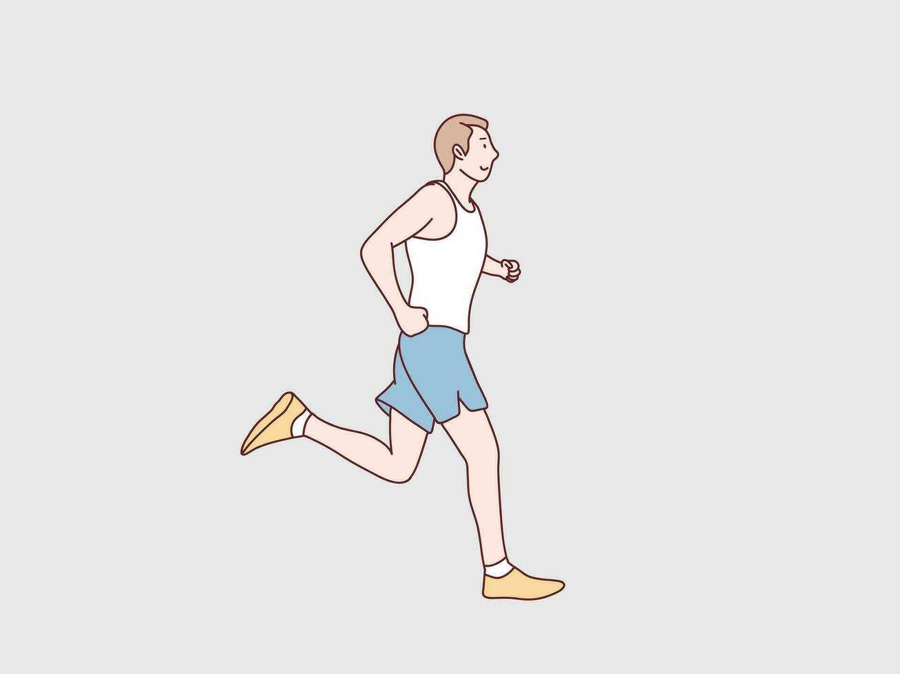 young man in sport running Exercising jogging workout simple korean style illustration vector
