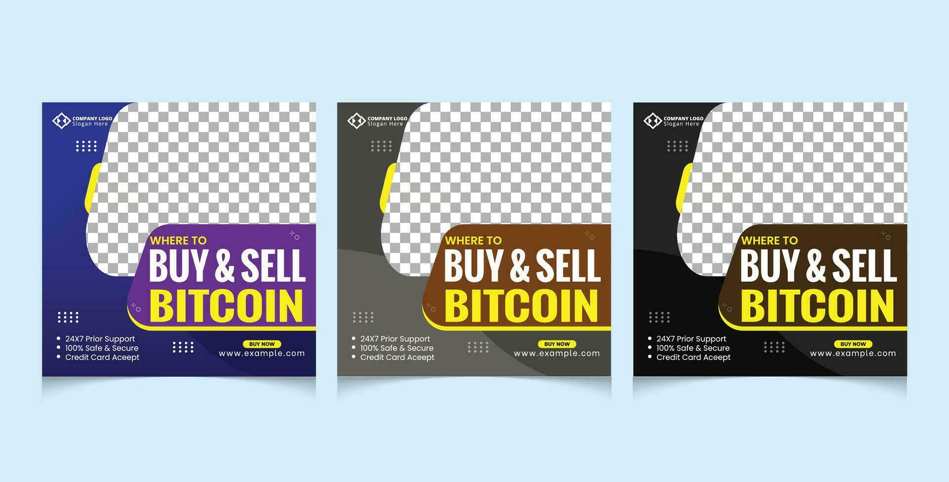cryptocurrency design template for social media post vector