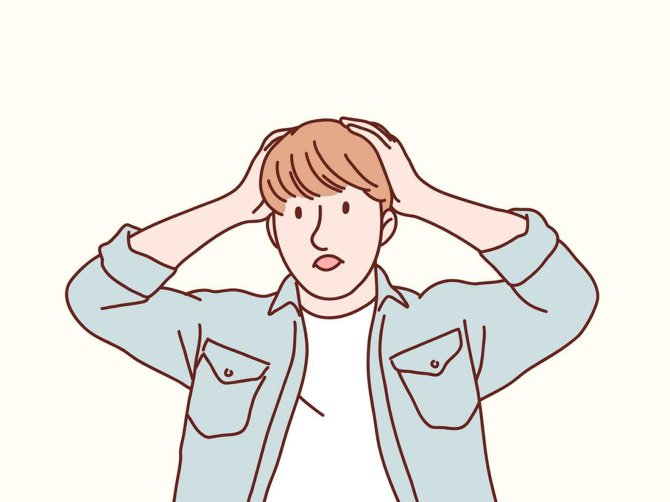 Men are shocked and confused gesture korean style illustration vector