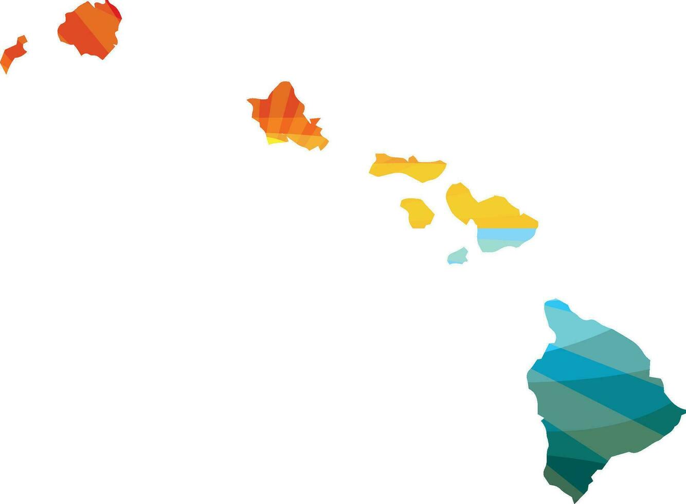 Colorful Sunset Outline of Hawaii Vector Graphic Illustration Icon