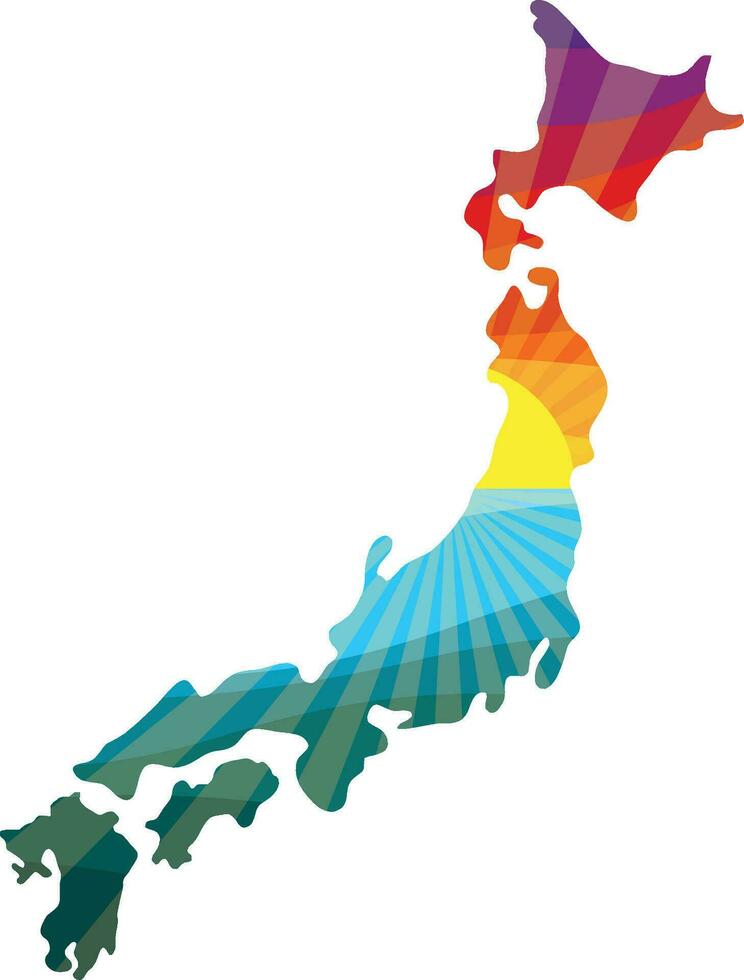 Colorful Sunset Outline of Japan Vector Graphic Illustration Icon