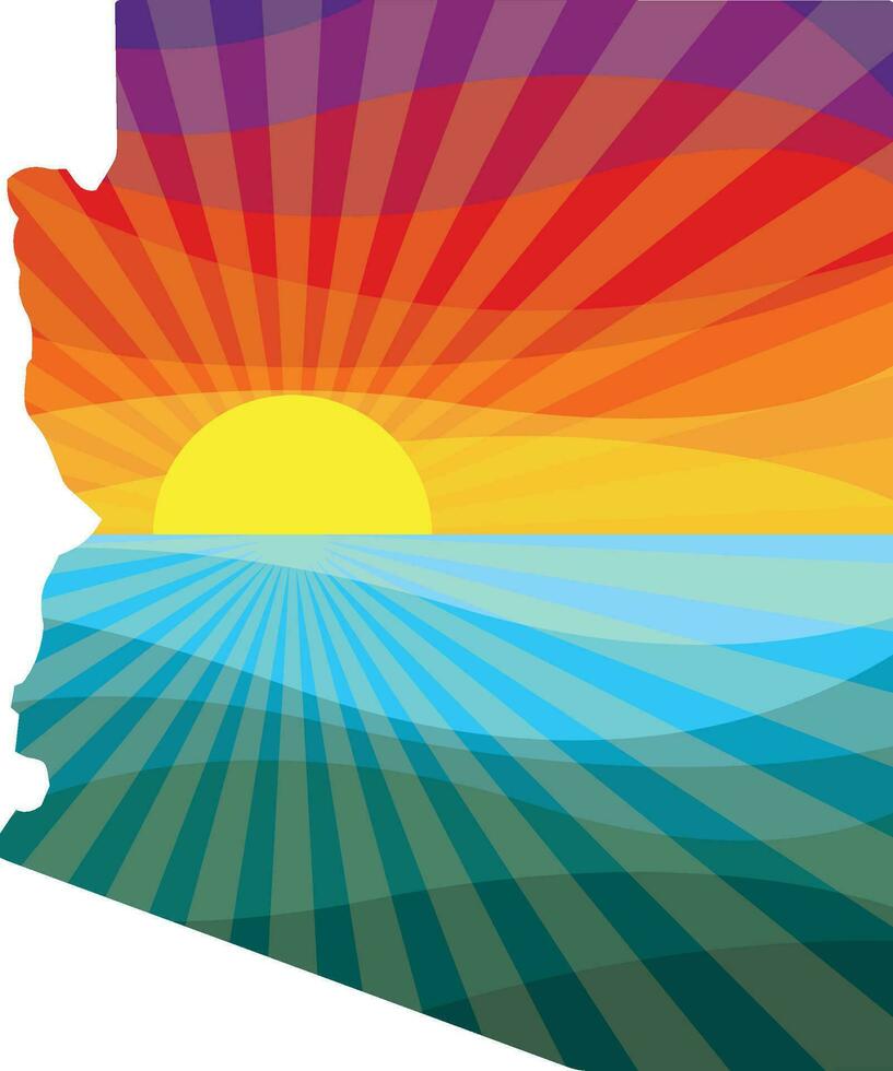 Colorful Sunset Outline of Arizona Vector Graphic Illustration Icon
