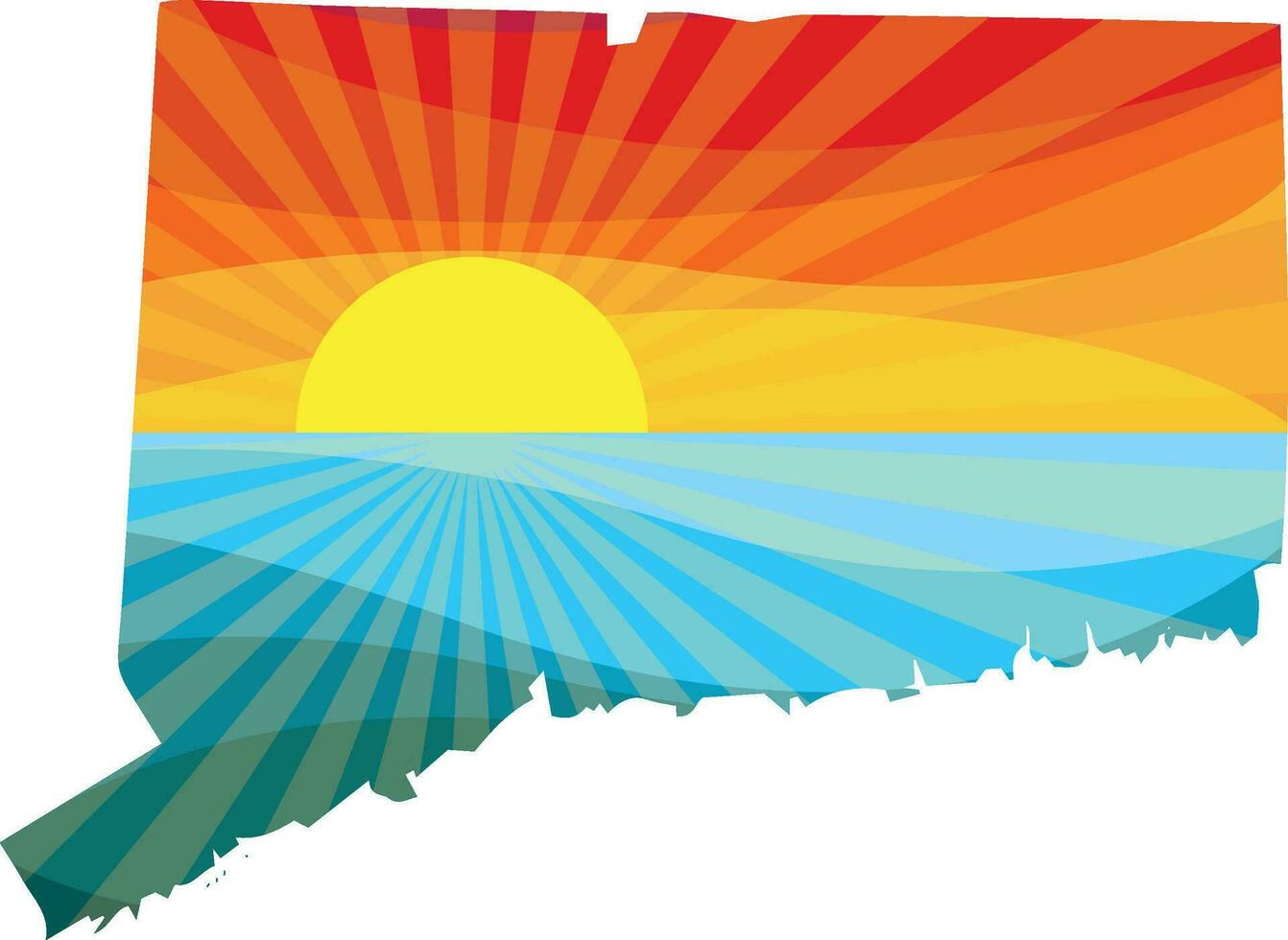 Colorful Sunset Outline of Connecticut Vector Graphic Illustration Icon