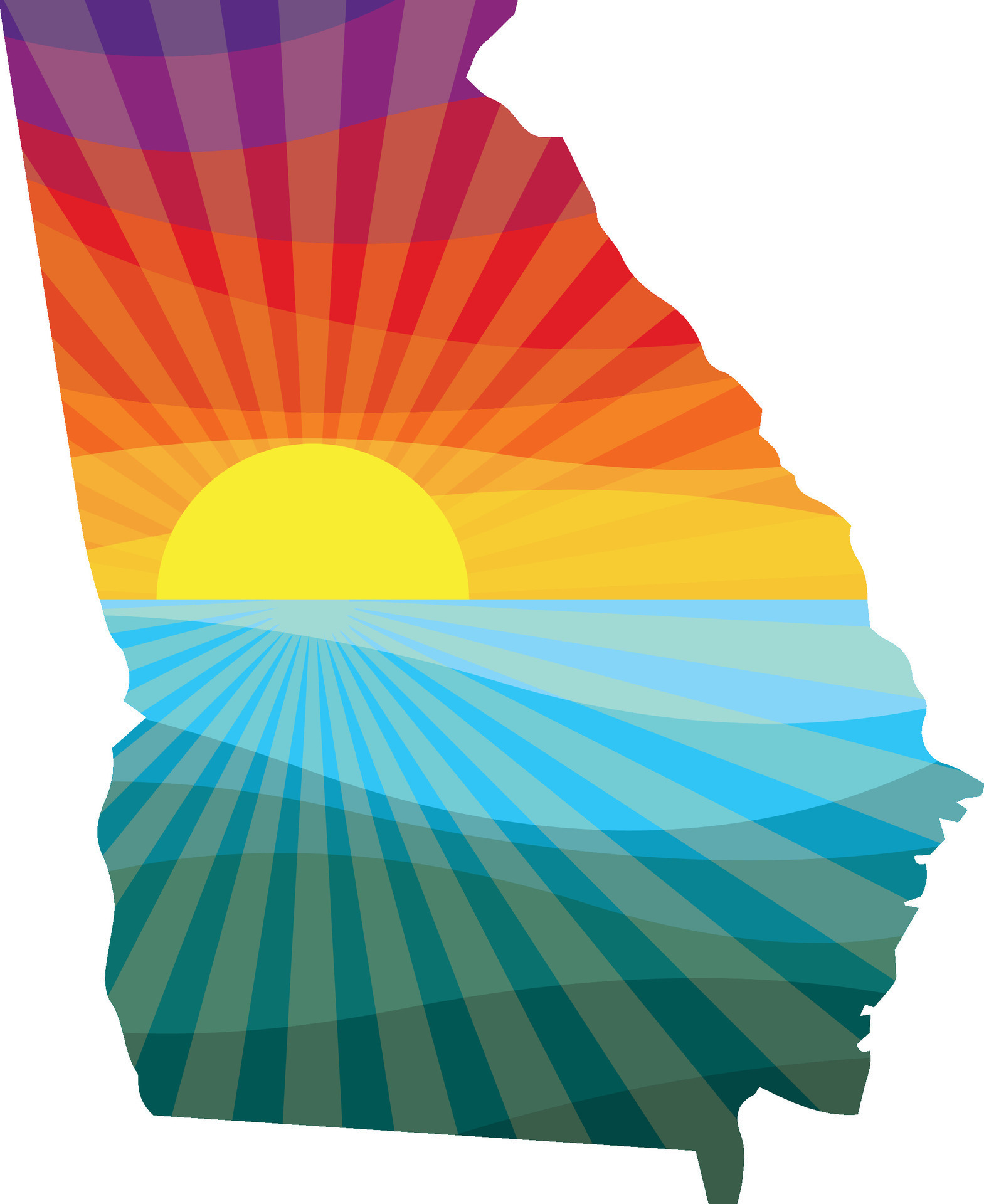Colorful Sunset Outline of Georgia Vector Graphic Illustration Icon