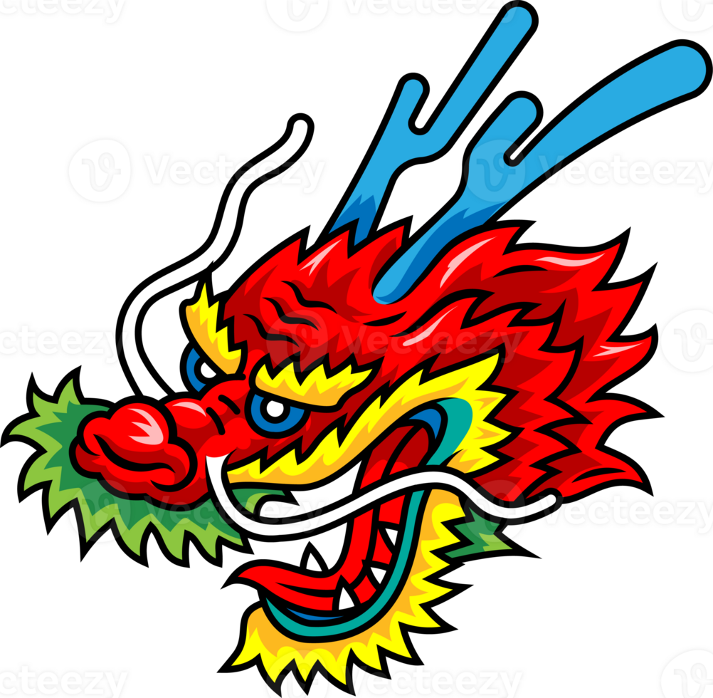 red chinese dragon flat line png