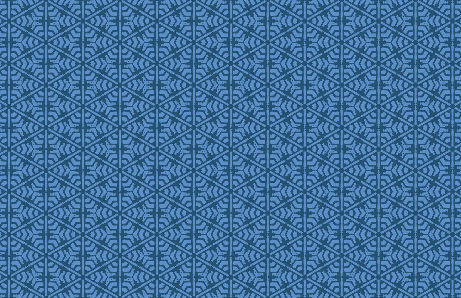 Blue ikat hexagonal fabric pattern vector