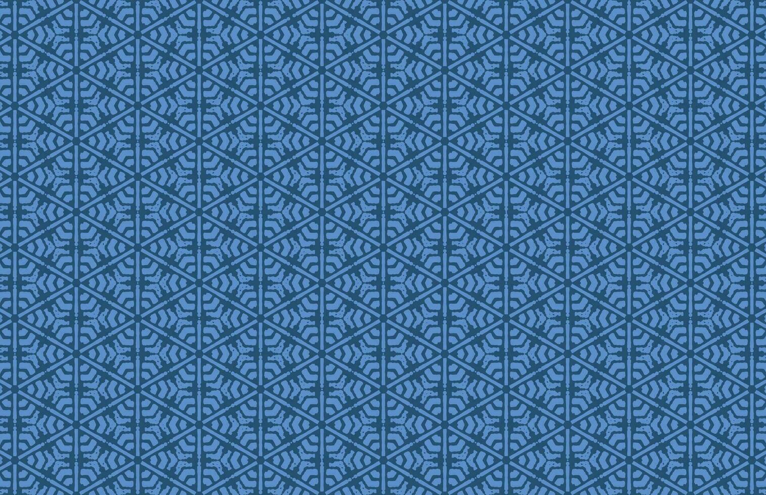 Blue ikat hexagonal fabric pattern vector