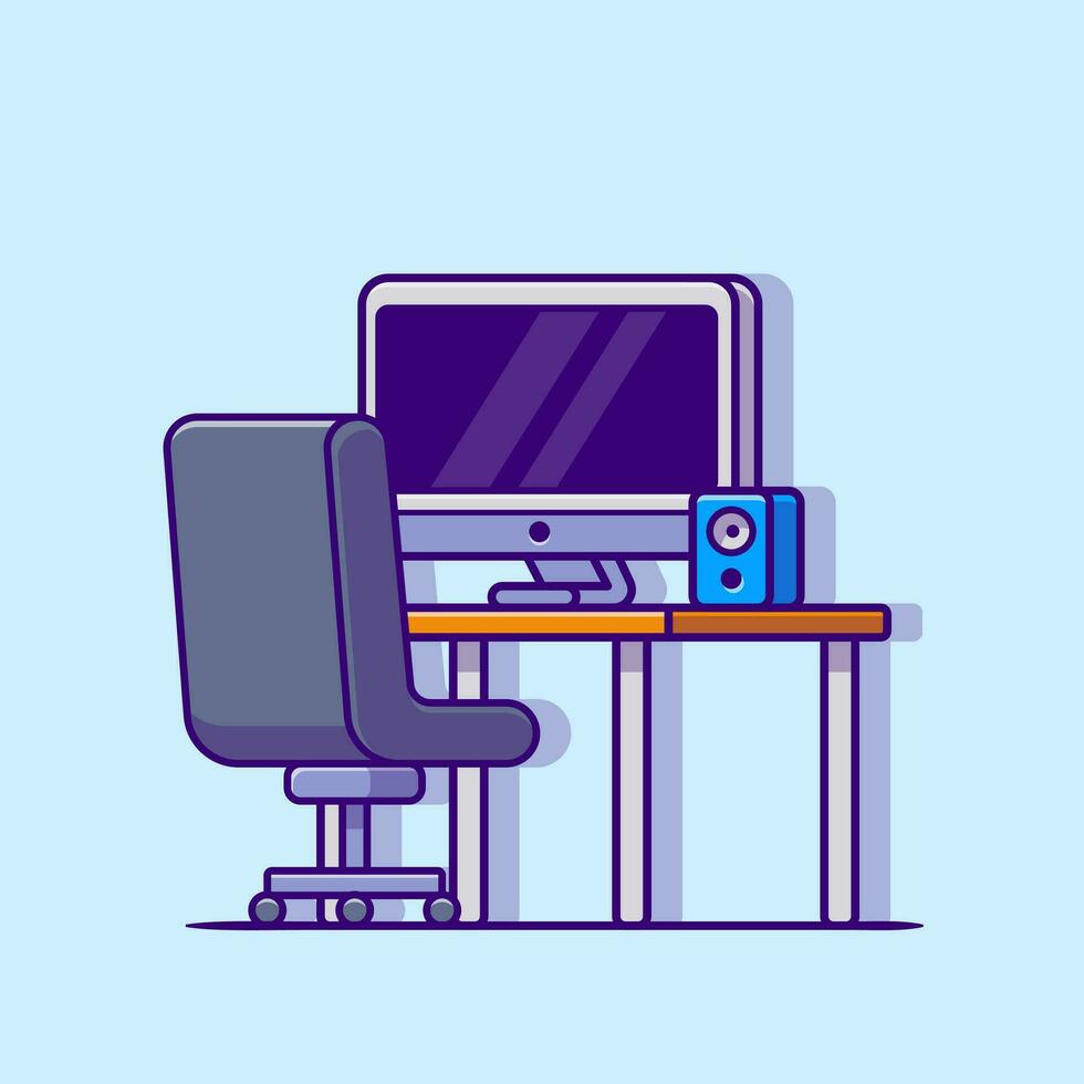 Workspace Cartoon Vector Icon Illustration. Technology Object Icon Concept Isolated Premium Vector. Flat Cartoon Style