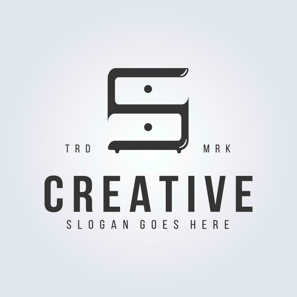 creative s initial of cupboard furniture logo vector illustration template icon symbol design
