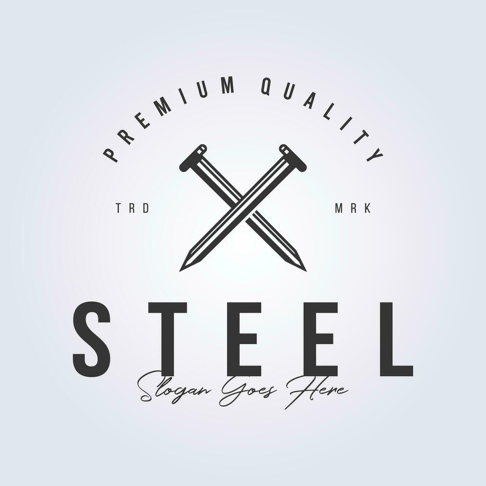 crossing nails steel logo icon symbol vector illustration design