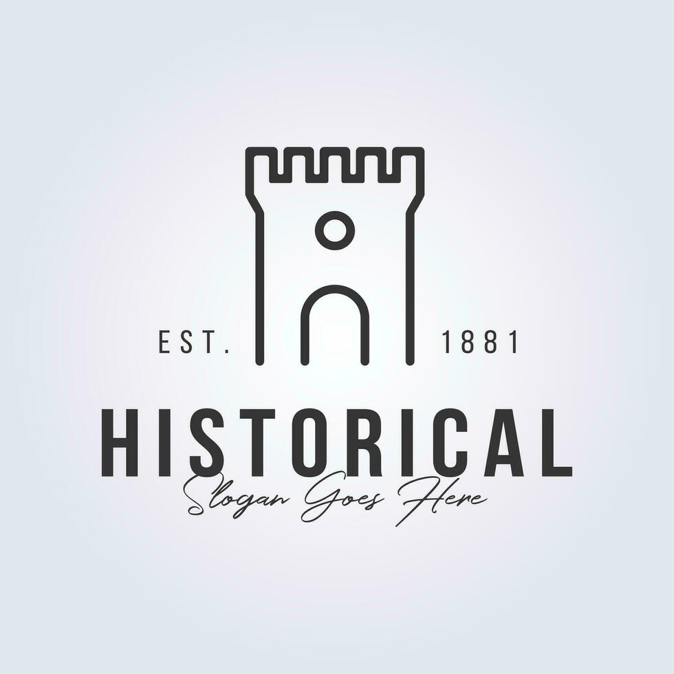 historical castle logo, minimal castle icon symbol vector illustration design