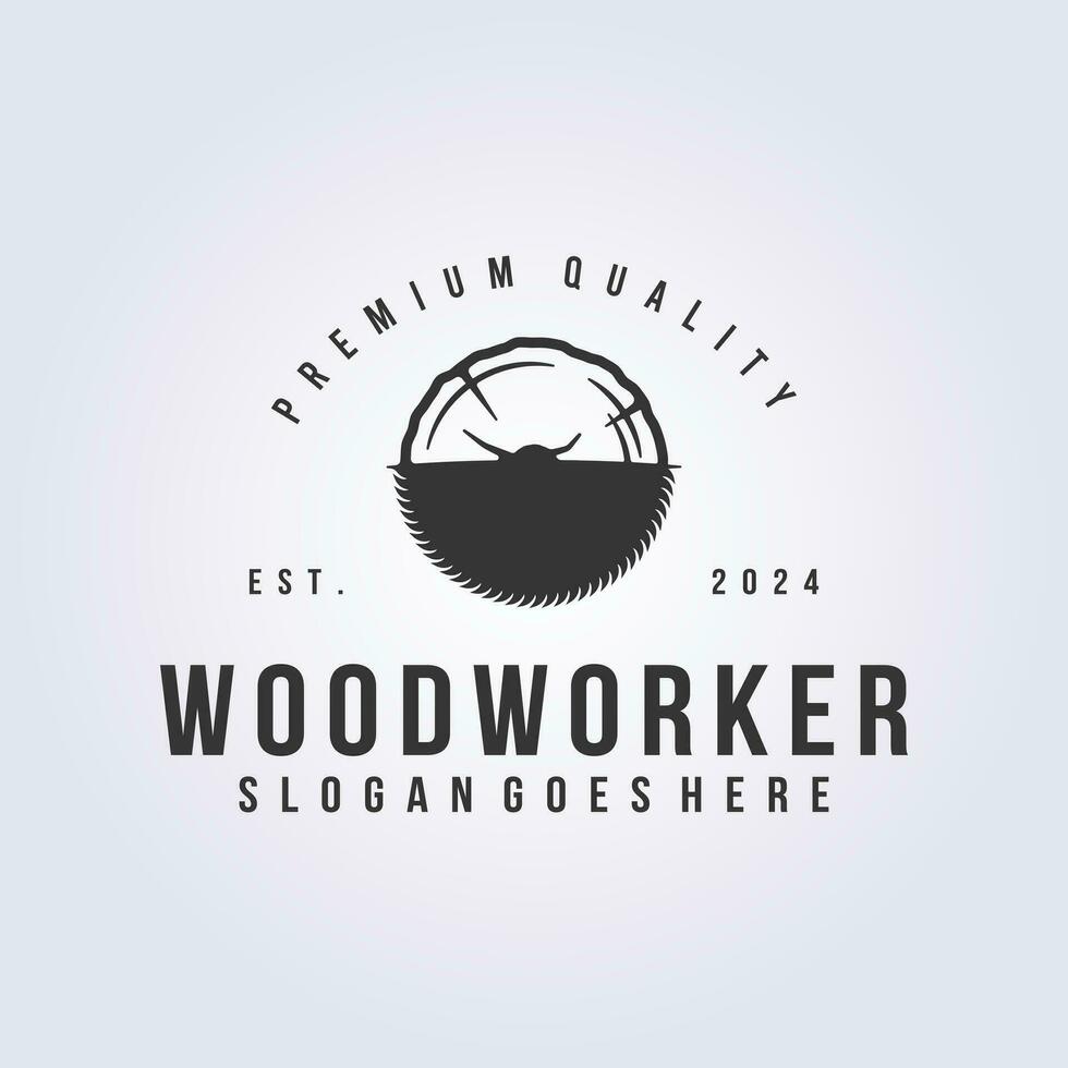 timber wood log with saw logo symbol icon vector illustration design