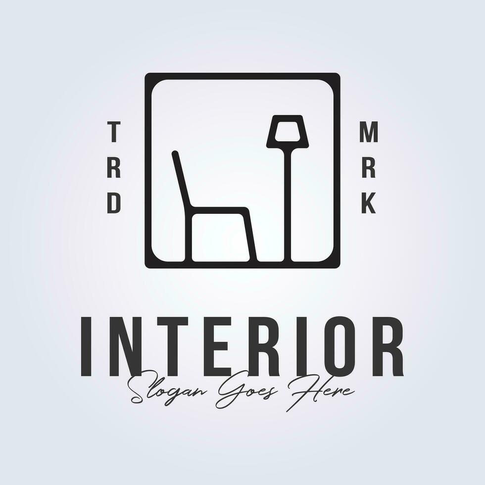 interior logo, silla y lámpara símbolo icono vector ilustración diseño