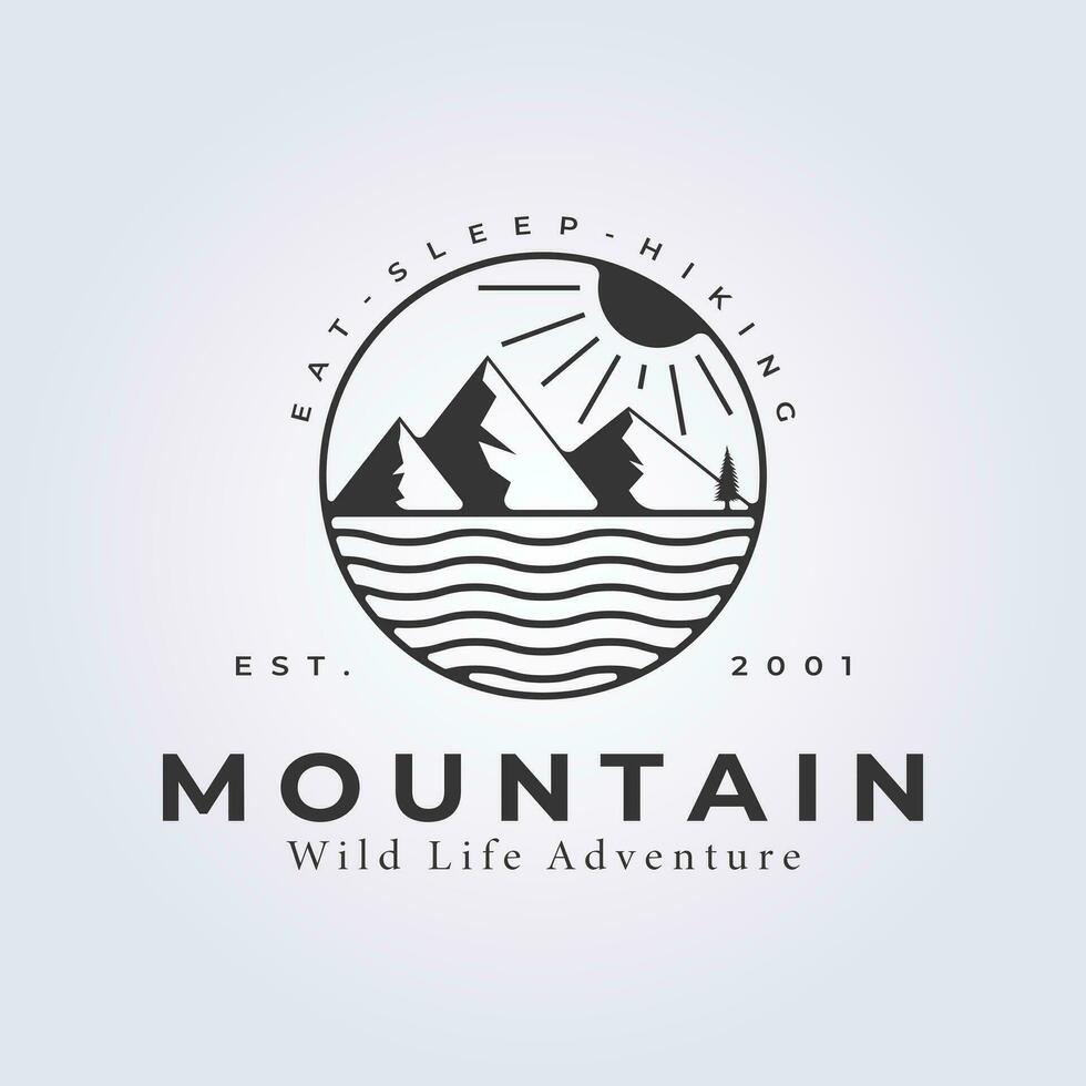 Insignia montaña logo vector, aventuras al aire libre patas icono vector ilustración diseño