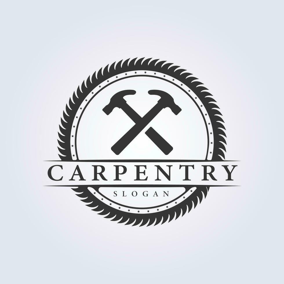 carpentry logo , woodworker hammer symbol vector illustration design