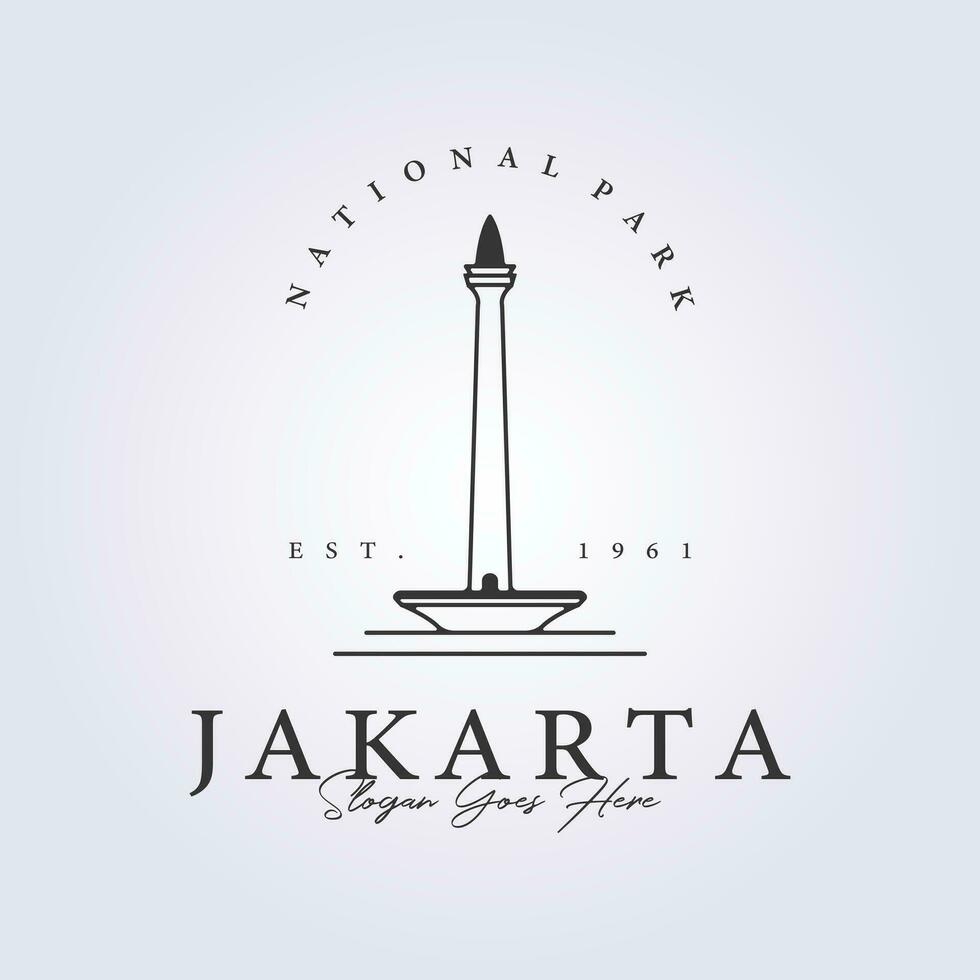 outline national park monas icon vector, landmark of jakarta for logo symbol illustration design vector