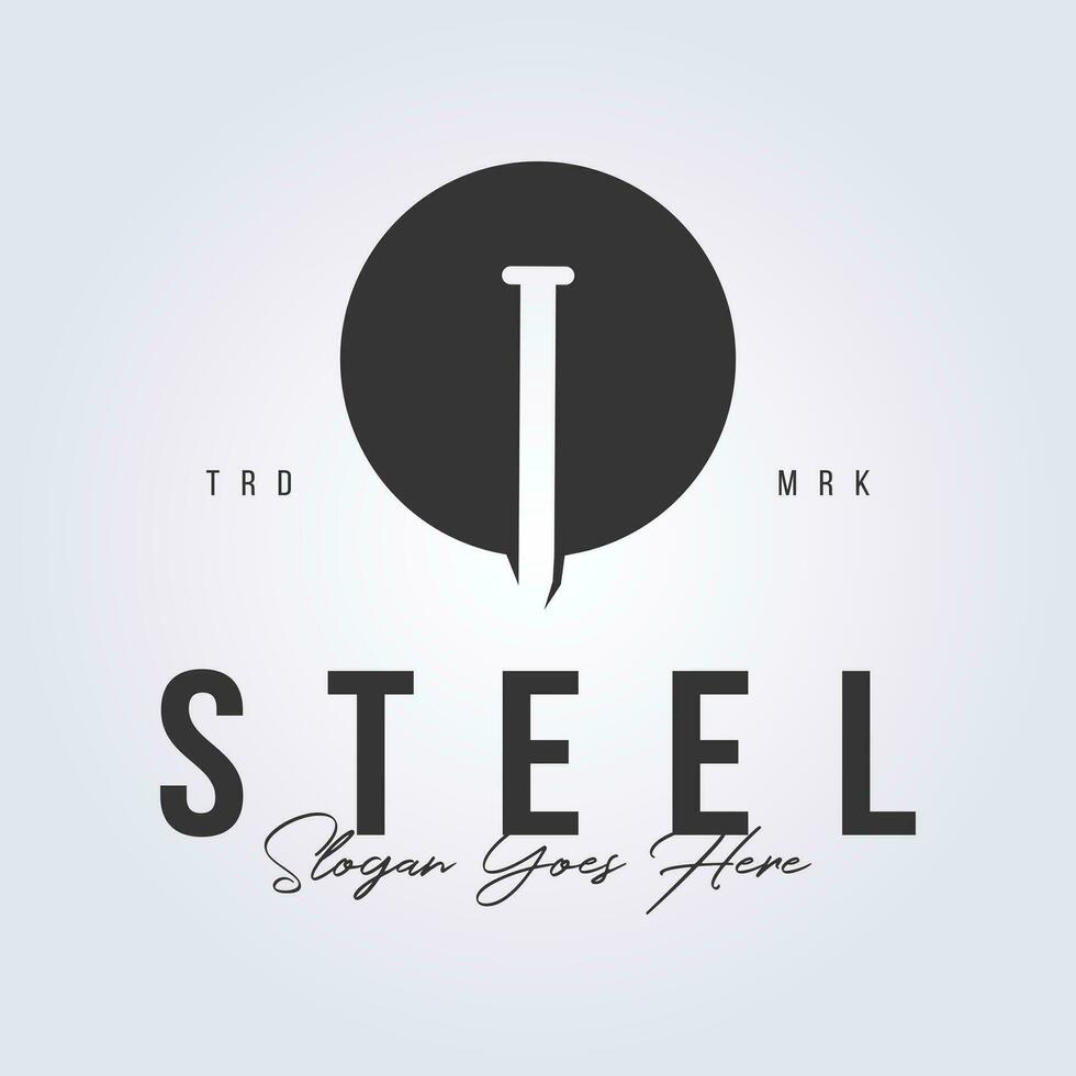 nail steel logo, woodwork tools icon symbol vector illustration design