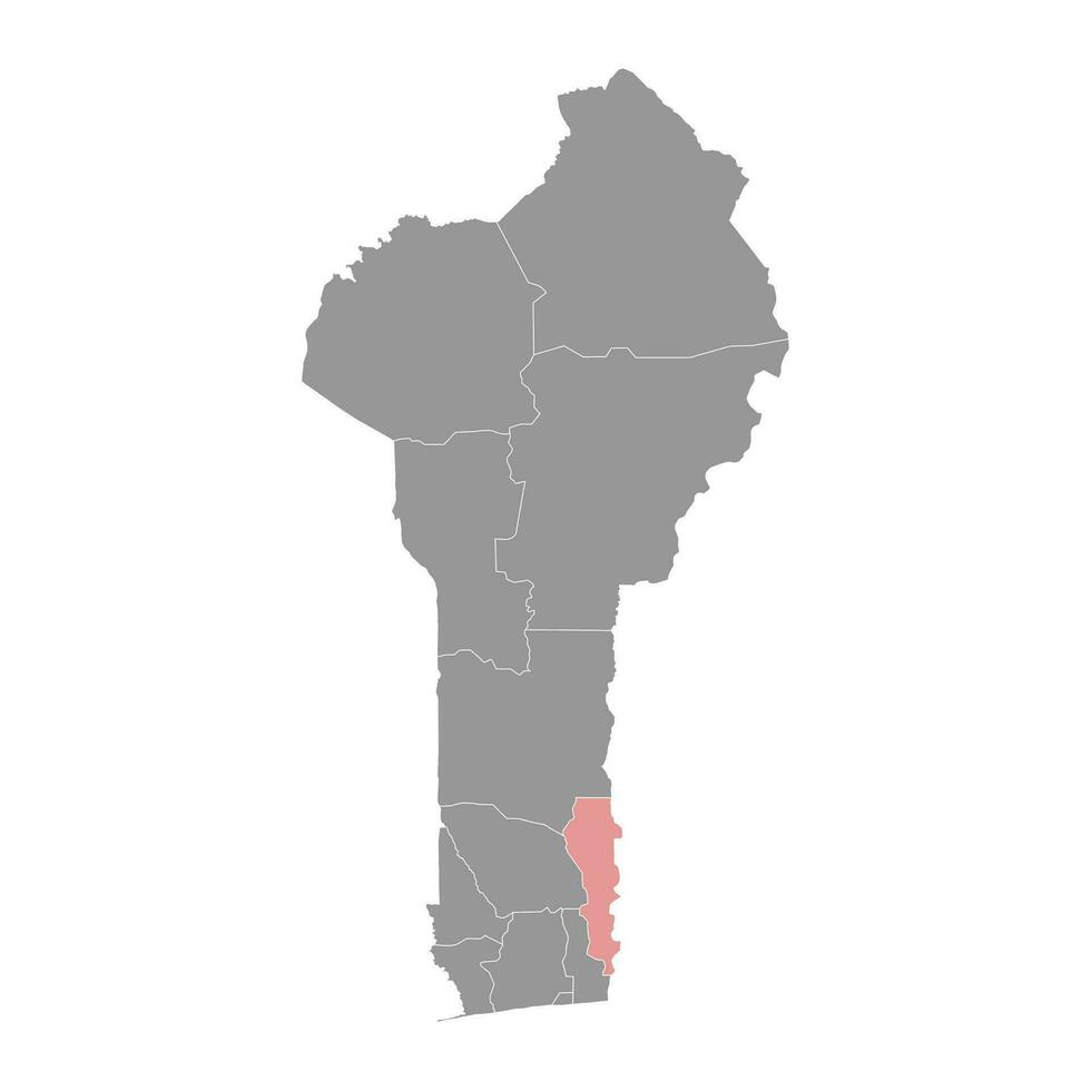 meseta Departamento mapa, administrativo división de benín vector