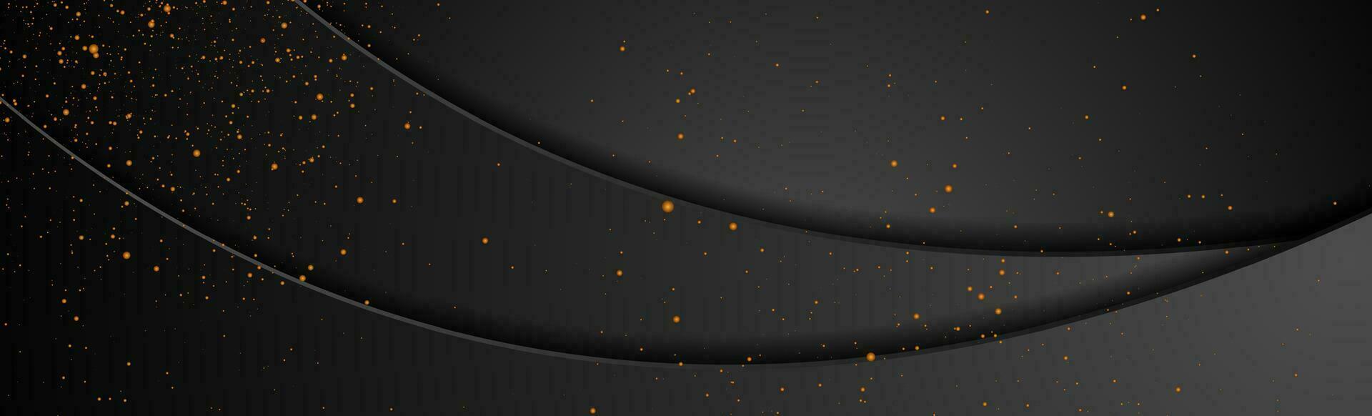 Black abstract corporate wavy background with golden dots vector