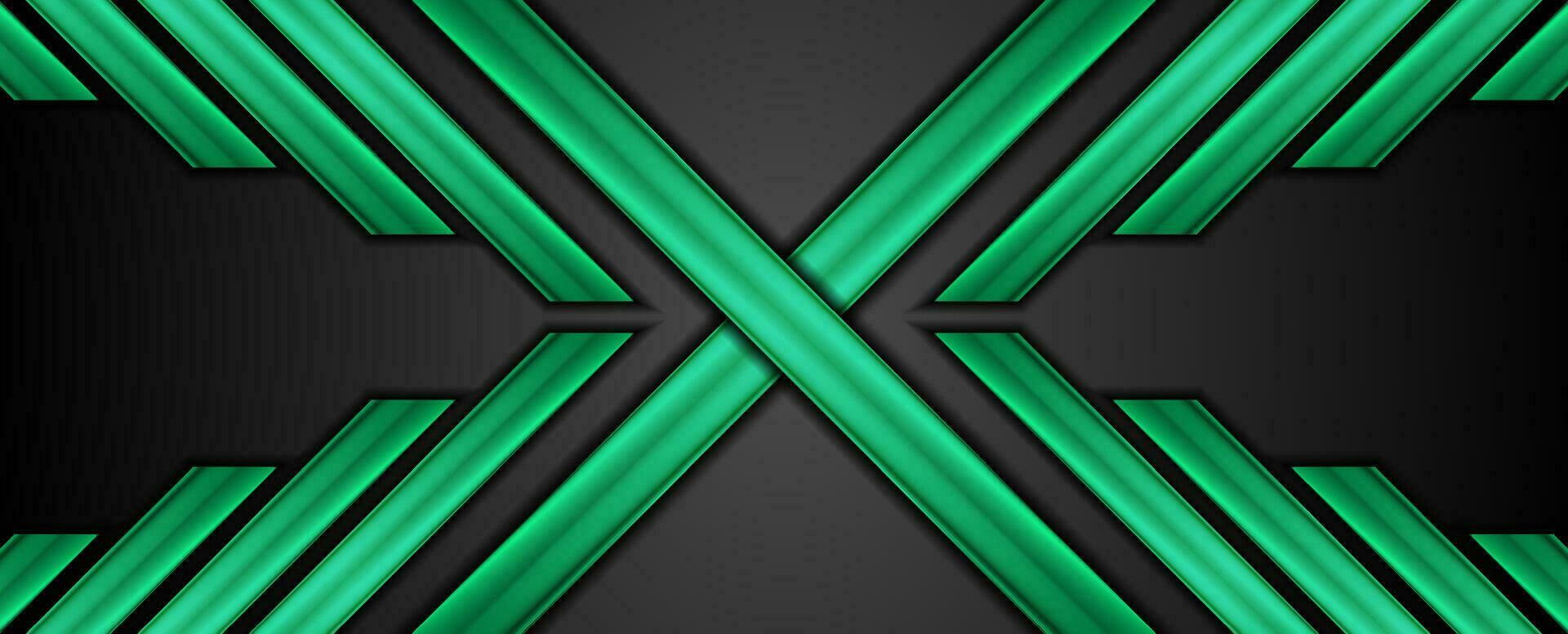 Contrast green and black stripes geometrical background vector