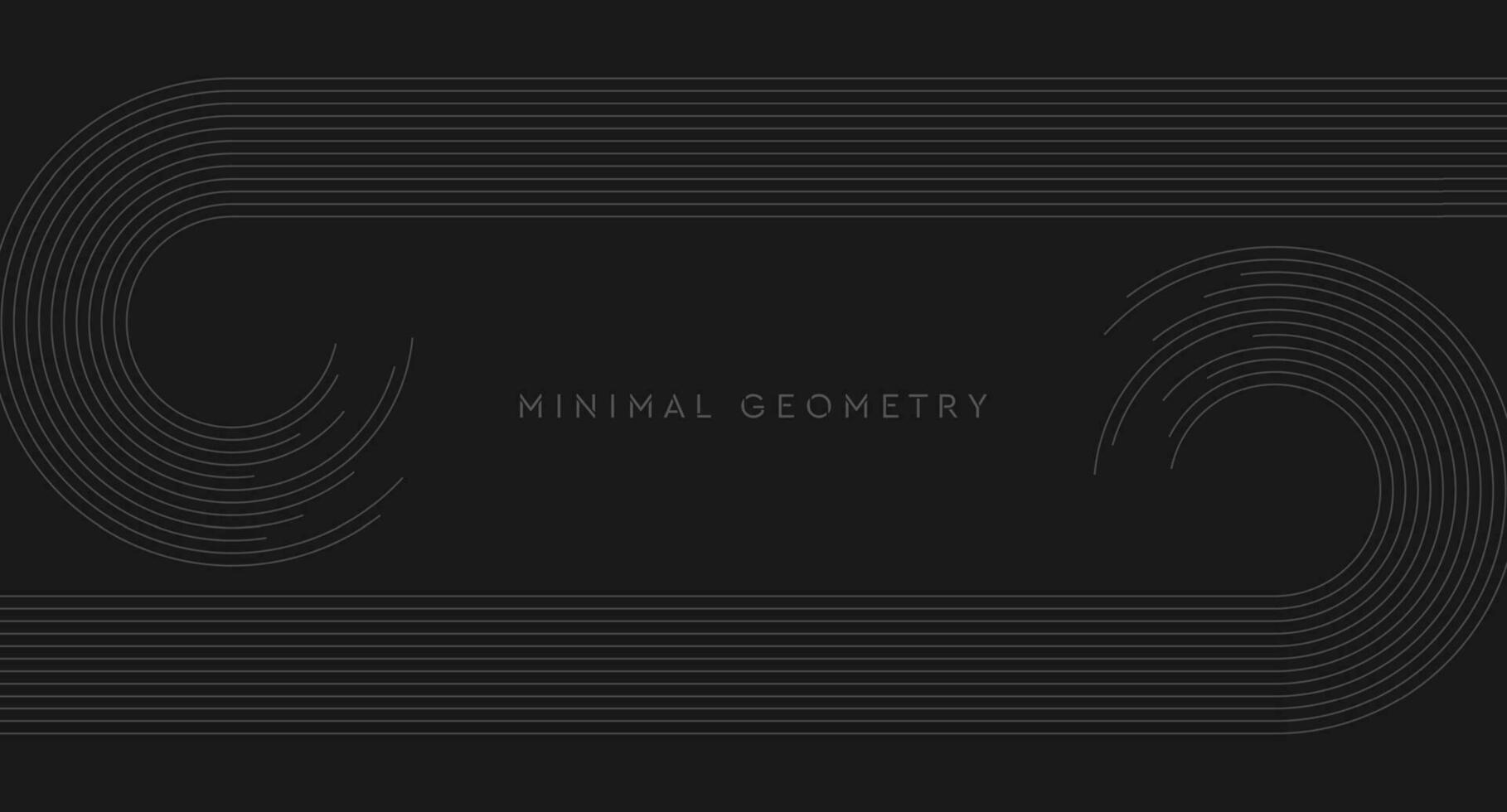 Dark grey minimal round lines abstract futuristic tech background vector