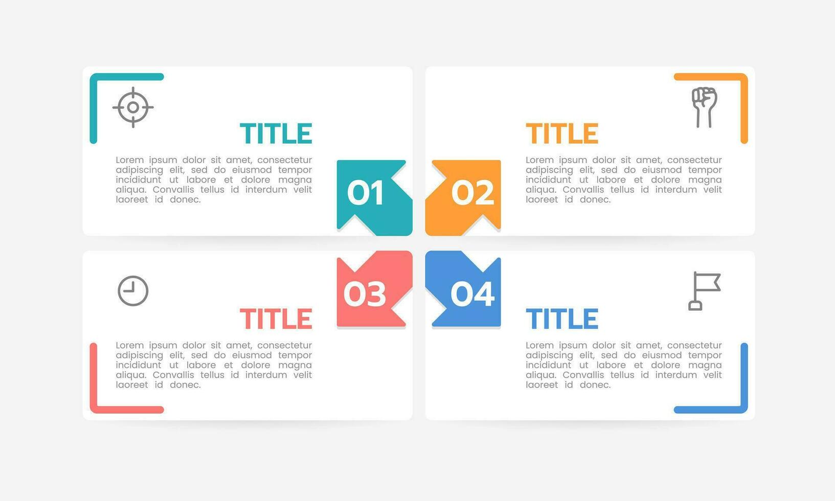 Infographic arrow 4 steps or options. Process, Strategy, Planning, and Diagram. Vector illustration.