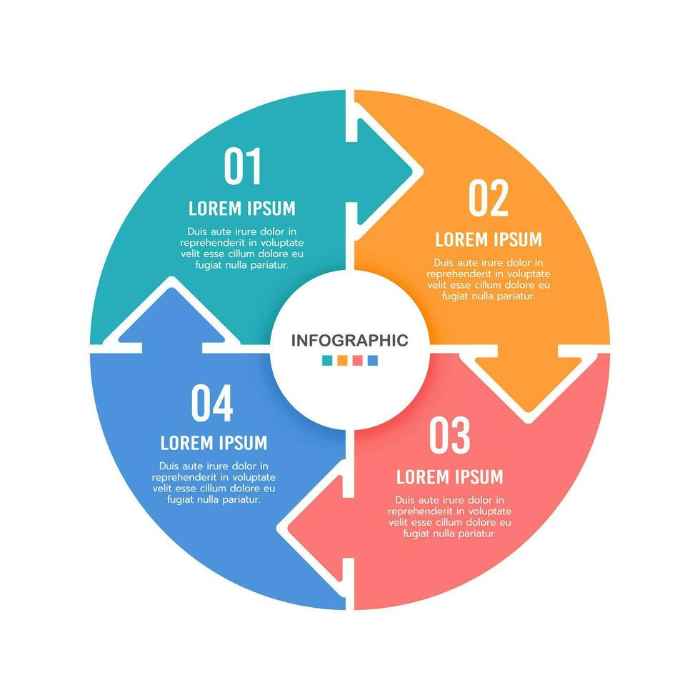 4 process cycle Infographic for business to succeed. Strategy, planning, report, and diagram. Vector illustration.