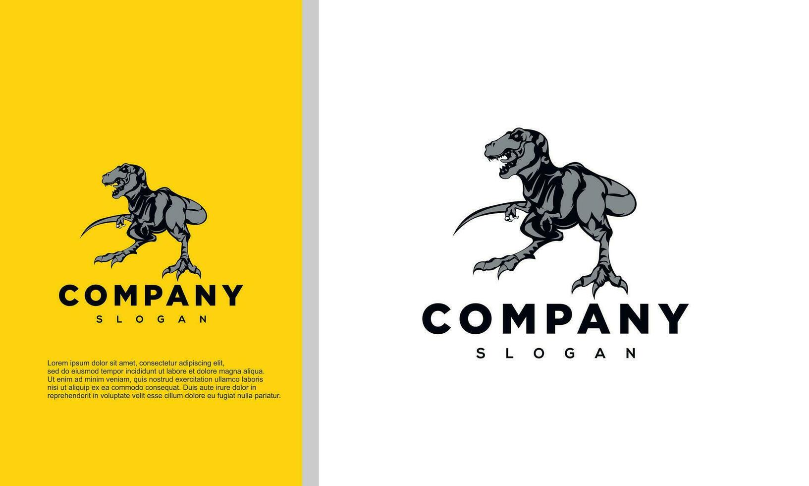 Dino logo design with dinosaur negative space vector