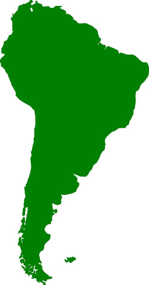 South America Continent Flat World Map Isolated Vector Illustration