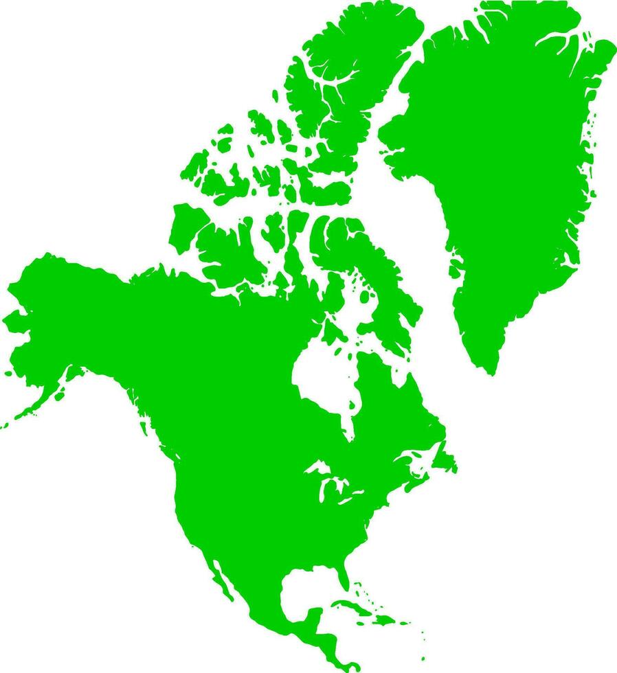 norte America continente plano mundo mapa aislado vector ilustración