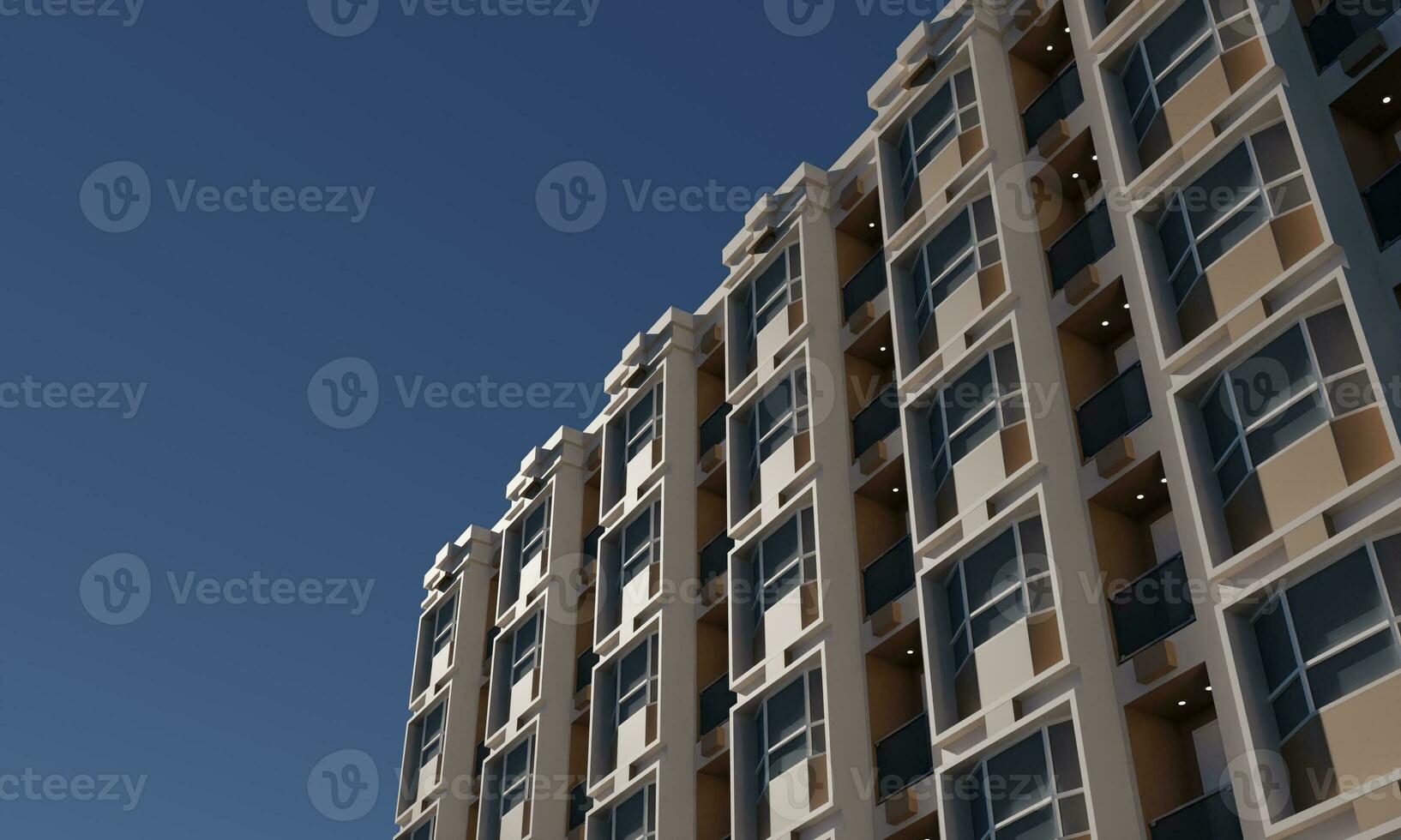 Balcony and window view 3d render building architecture wallpaper background photo