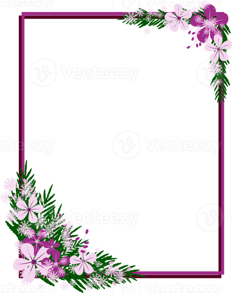 Winter floral frame with snowfall png