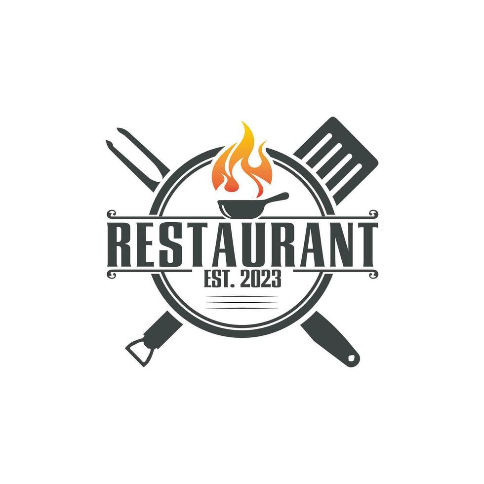 Vintage Barbeque, grill food, fire, Logo Design Vector illustration Template