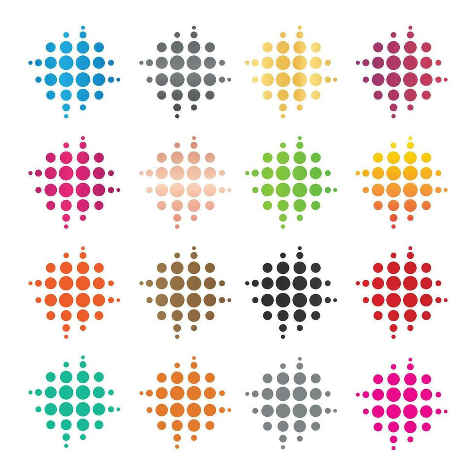 Many Colors Halftone Dots Vector Icon And logo design Vector Template