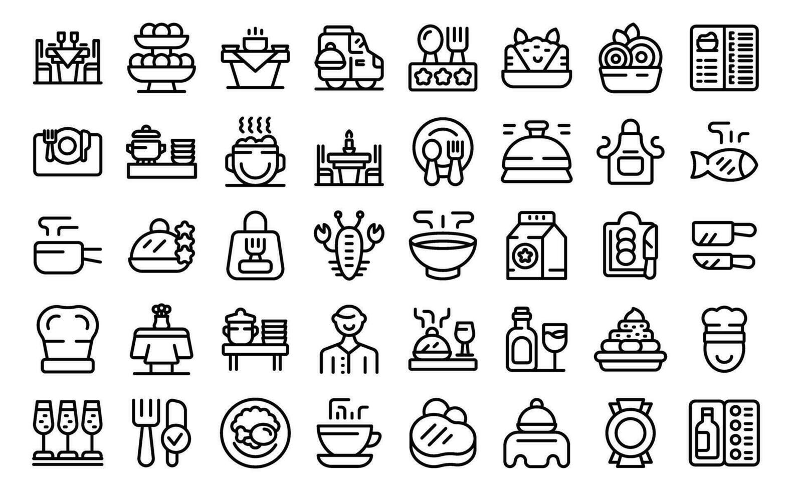 Catering business icons set outline vector. Buffet party vector