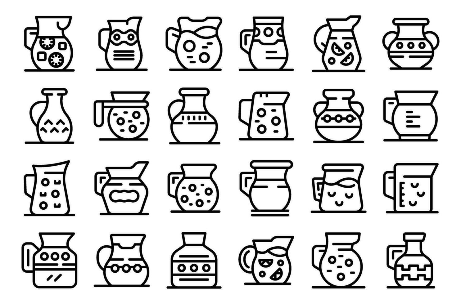 Pitcher icons set outline vector. Milk jug vector
