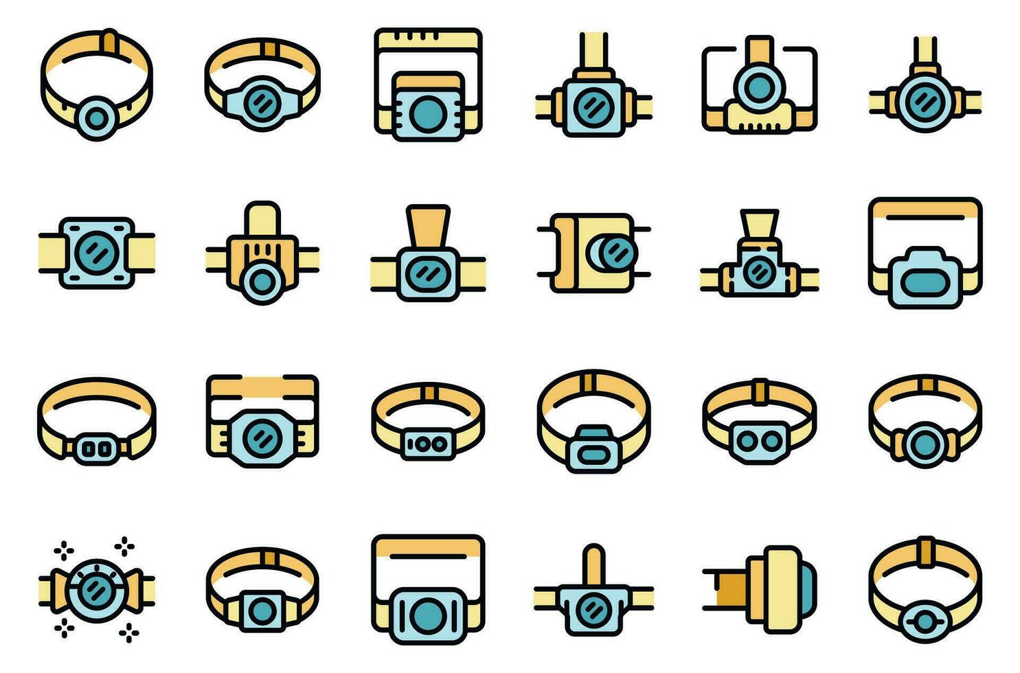 Headlamp icons set vector color