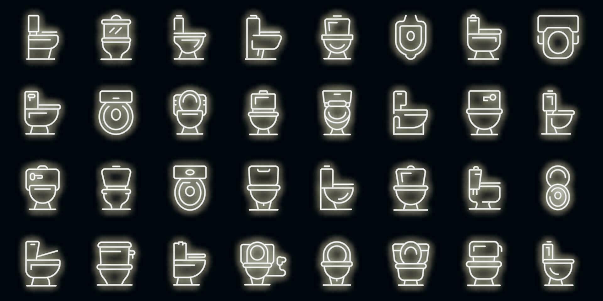 Toilet bowl icons set vector neon