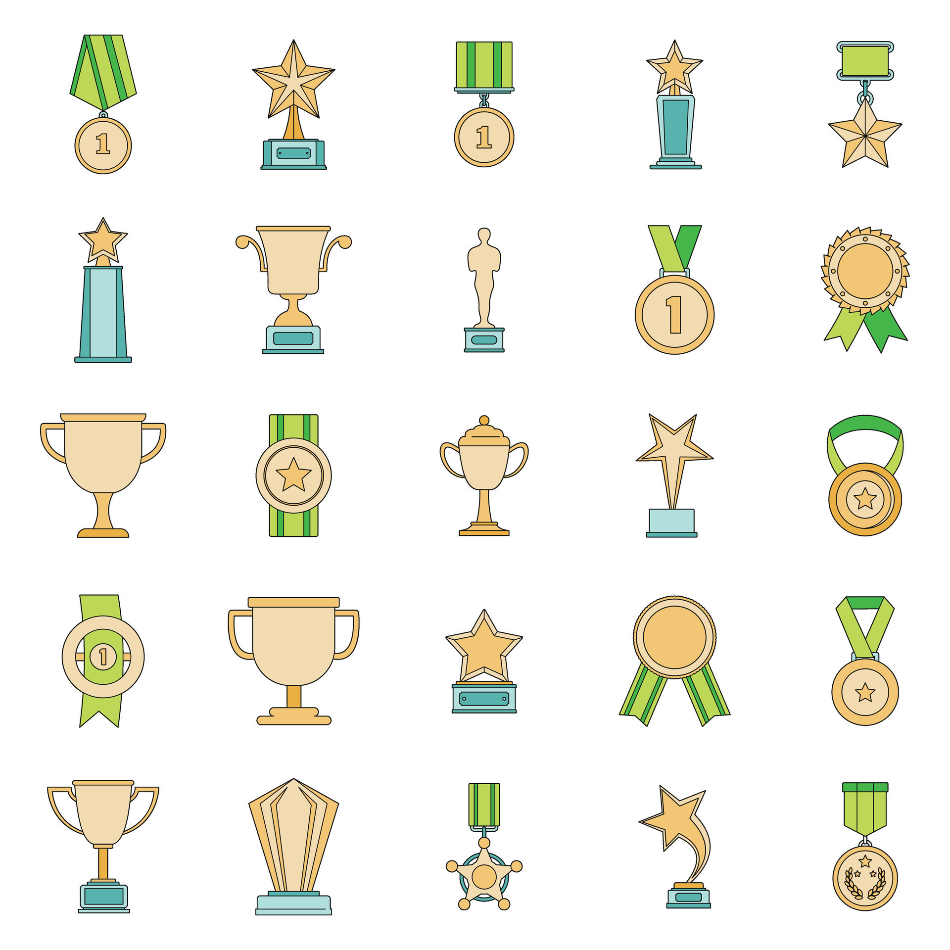 Medal award icon set vector color 32407420 Vector Art at Vecteezy