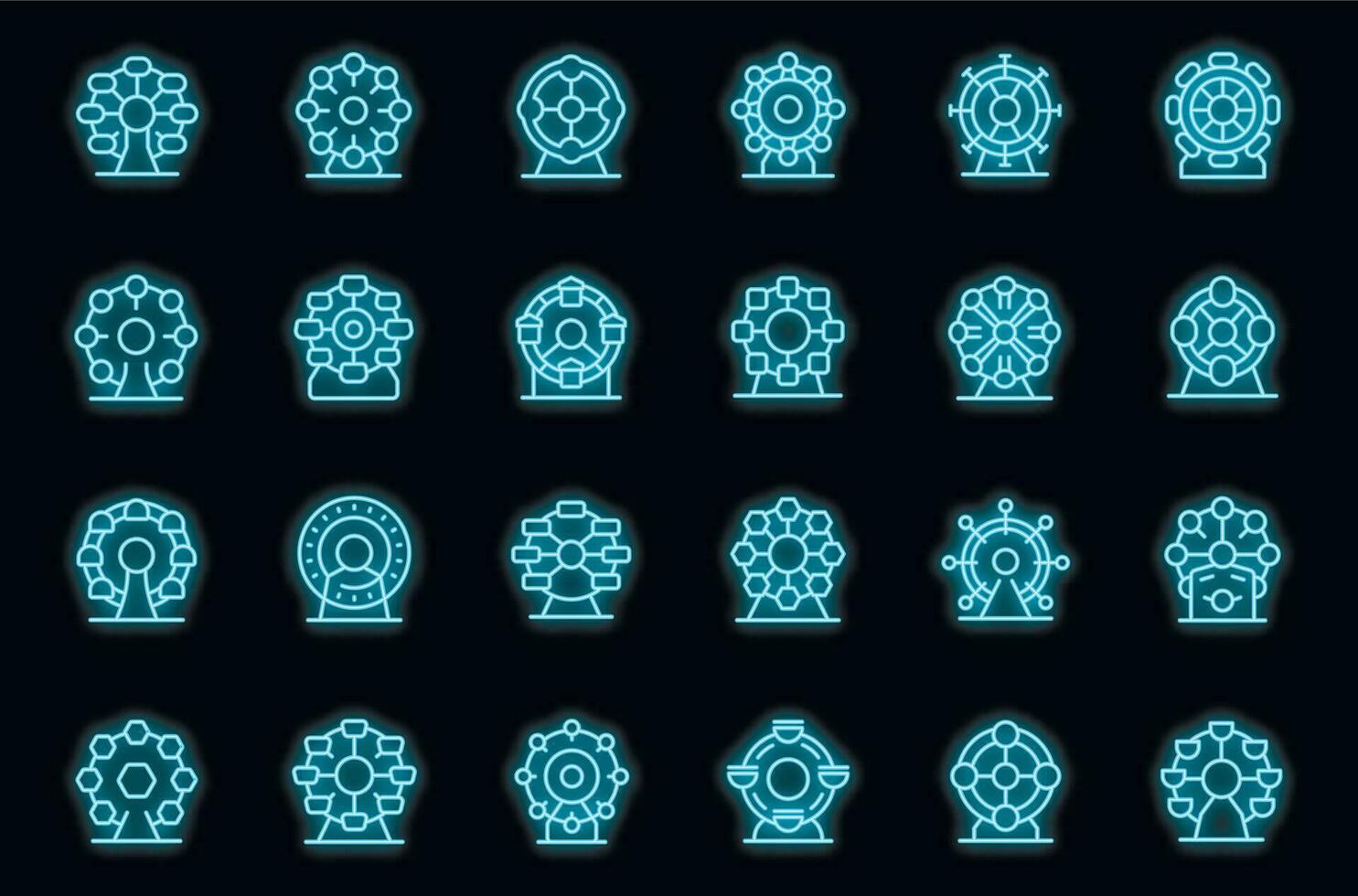 Ferris wheel icons set vector neon